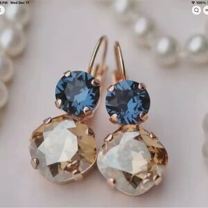 NEW Elegant Blue and Gold Drop Earrings